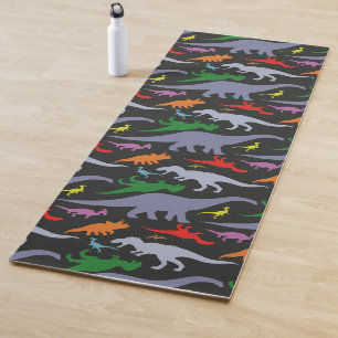 Buntes Dinosaurier-Muster (dunkel) Yogamatte