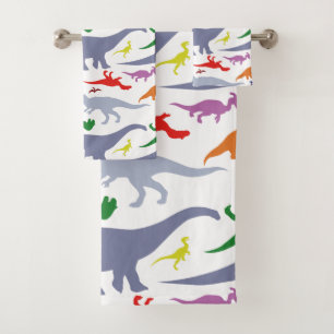 Buntes Dinosaurier-Muster (Licht) Badhandtuch Set