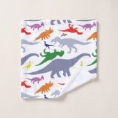 Buntes Dinosaurier-Muster (Licht) Badhandtuch Set (Waschlappen)