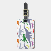 Buntes Dinosaurier-Muster (Licht) Gepäckanhänger (Vorderseite vertikal)