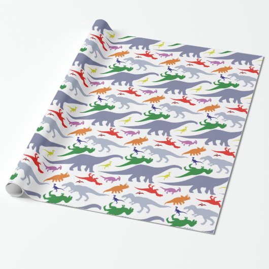 Buntes Dinosaurier-Muster (Licht) Geschenkpapier (Ungerollt)