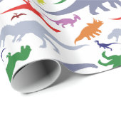 Buntes Dinosaurier-Muster (Licht) Geschenkpapier (Rolleneckpunkt)