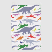 Buntes Dinosaurier-Muster (Licht) Golfhandtuch (Vorderseite)