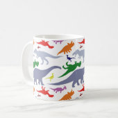 Buntes Dinosaurier-Muster (Licht) Kaffeetasse (Vorderseite Links)