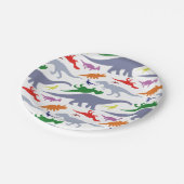 Buntes Dinosaurier-Muster (Licht) Pappteller (Schrägansicht)