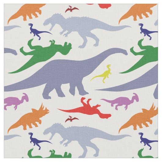Buntes Dinosaurier-Muster (Licht) Stoff (Nahaufnahme)