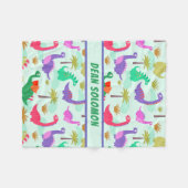 Buntes Dinosaurier-Muster-personalisierte Jungen Fleecedecke (Vorderseite (Horizontal))
