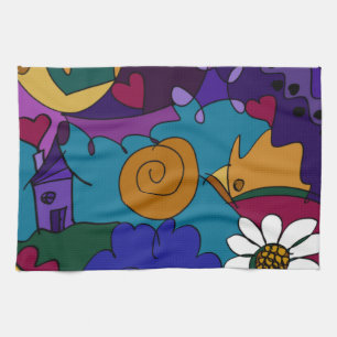 Buntes Doodle Art Spaß Einzigartiges Küchentuch