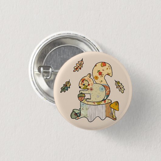 Buntes Eichhörnchen Button (Vorne & Hinten)