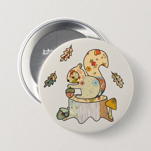 Buntes Eichhörnchen Button (Vorne & Hinten)