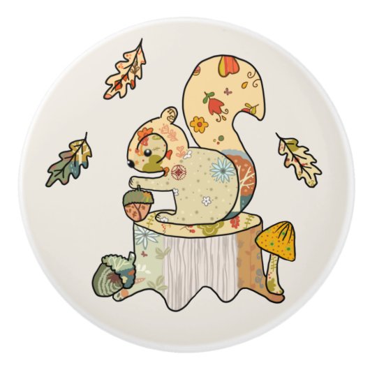 buntes Eichhörnchen Keramikknauf (Vorderseite)