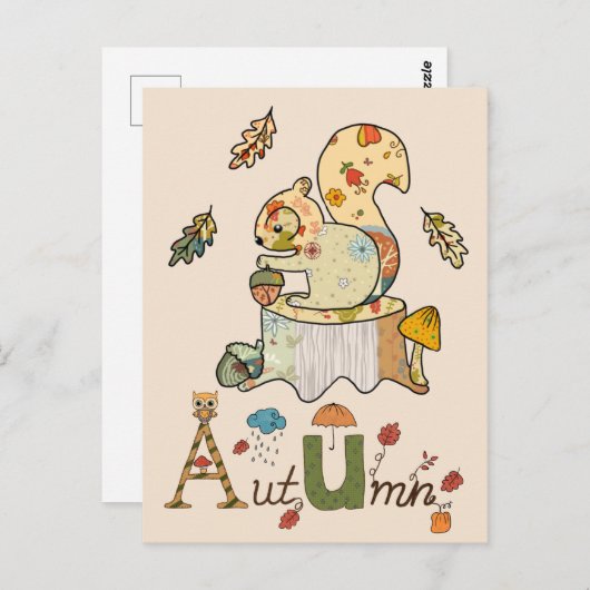 Buntes Eichhörnchen Postkarte (Vorne/Hinten)