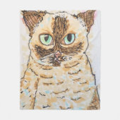 Buntes Eigenartiges Katzenporträt Fleecedecke (Vorderseite)