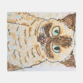 Buntes Eigenartiges Katzenporträt Fleecedecke (Vorderseite (Horizontal))