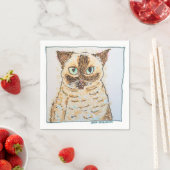 Buntes Eigenartiges Katzenporträt Serviette (Beispiel)