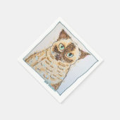 Buntes Eigenartiges Katzenporträt Serviette (Ecke)