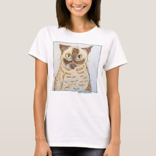 Buntes Eigenartiges Katzenporträt T-Shirt