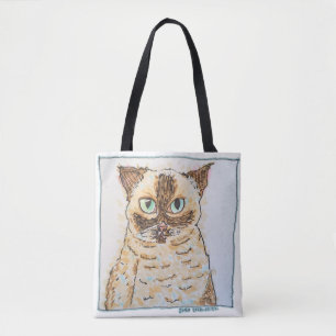 Buntes Eigenartiges Katzenporträt Tasche
