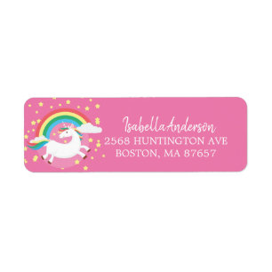 Buntes Einhorn-Adressen-Etikett
