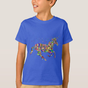 Buntes Einhorn-glänzendes legendäres Pferdemosai T-Shirt