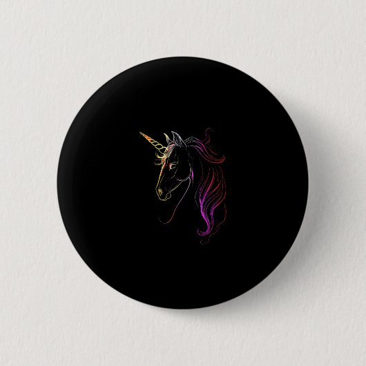 Buntes Einhorn-Kopf-Magie-Tanktop Button (Vorderseite)