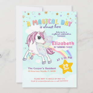 Buntes Einhorn Regenbogen Süß Magisch Rosa Einladung