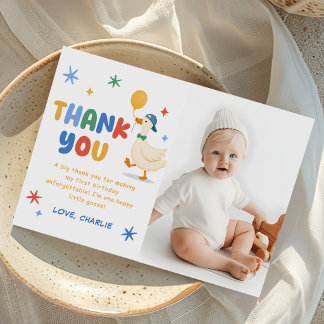 Buntes Eins Dummer Gans Kinder Erster Geburtstag F Dankeskarte