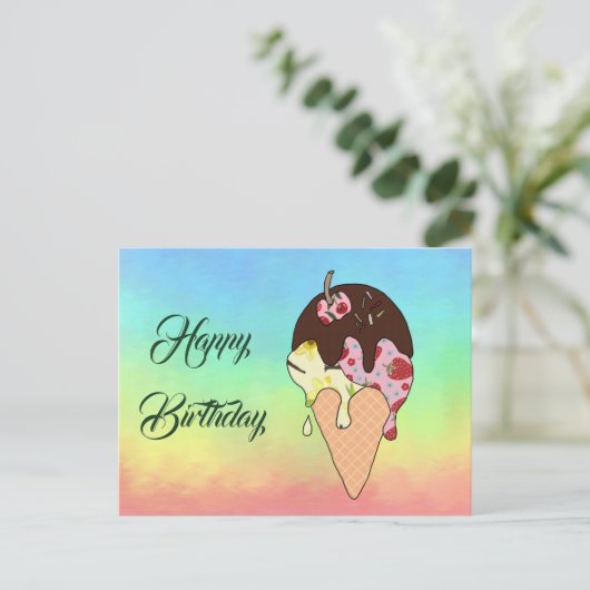 buntes Eis Postkarte (Stehend Vorderseite)