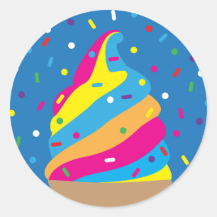 Buntes Eis & Streusel Runder Aufkleber