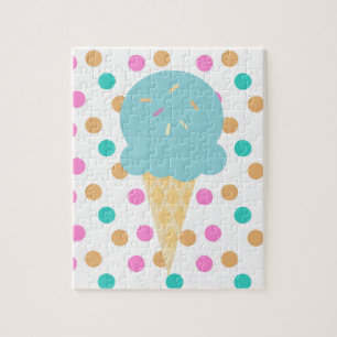 Buntes Eis und Punkte Rosa Blau Bunt Puzzle