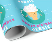 Buntes Eiscreme-Pool-Party scherzt Geschenkpapier (Rolleneckpunkt)