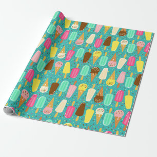 Buntes Eiscrememuster Sommer Geschenkpapier