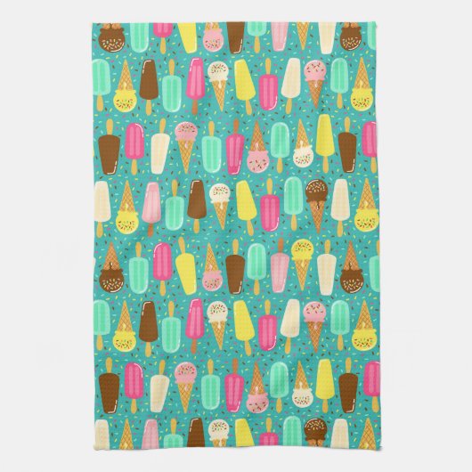 Buntes Eiscrememuster Sommer Geschirrtuch (Vertikal)
