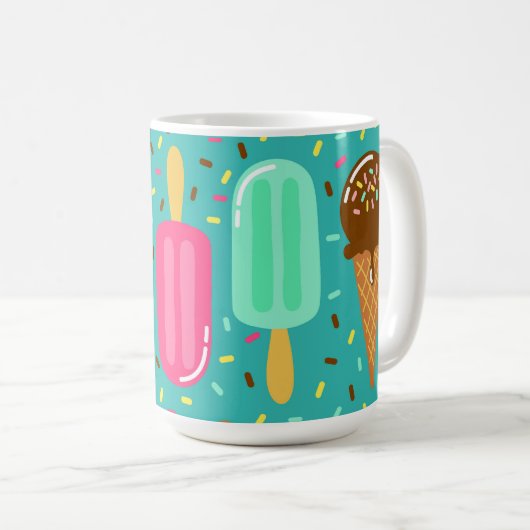 Buntes Eiscrememuster Sommer Kaffeetasse (VorderseiteRechts)