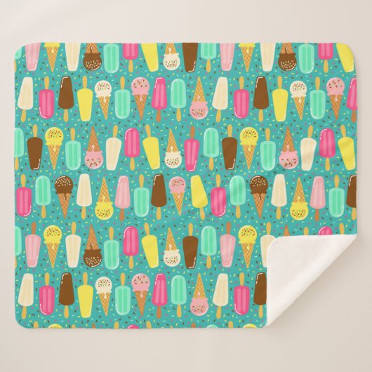 Buntes Eiscrememuster Sommer Sherpadecke (Vorderseite (Horizontal))