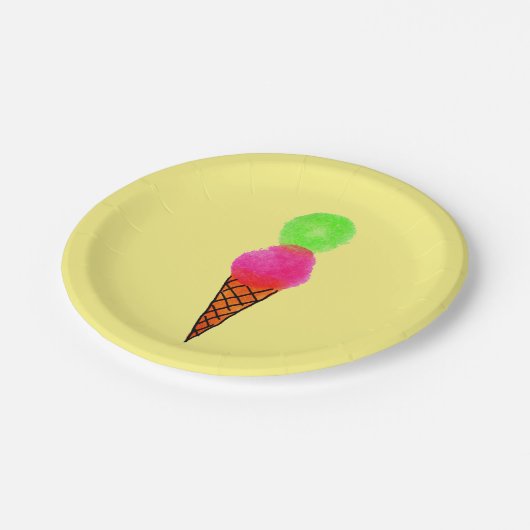 buntes Eismädchen Pappteller (Schrägansicht)