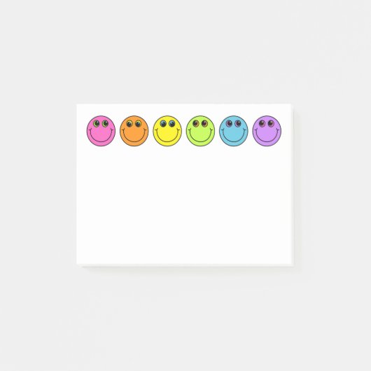 Buntes Emoji stellt gegenüber Post-it Klebezettel (Vorderseite)