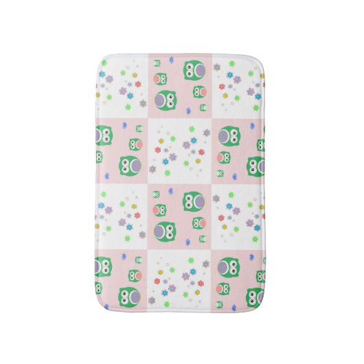 Buntes Eulen-Muster für Kinder 2 Badematte (Vorderseite Vertikal)