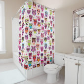 Buntes Eulen-Muster für Kinder 2 Duschvorhang (Beispiel)