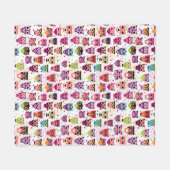 Buntes Eulen-Muster für Kinder 2 Fleecedecke (Vorderseite (Horizontal))