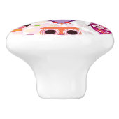 Buntes Eulen-Muster für Kinder 2 Keramikknauf (Seitenansicht)