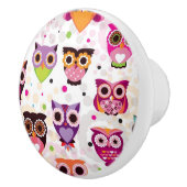 Buntes Eulen-Muster für Kinder 2 Keramikknauf (Rechts)