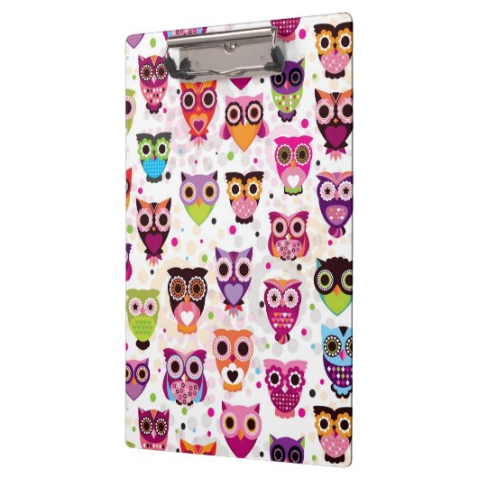Buntes Eulen-Muster für Kinder 2 Klemmbrett (Links)