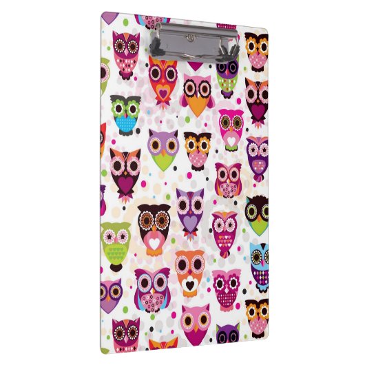 Buntes Eulen-Muster für Kinder 2 Klemmbrett (Rechts)