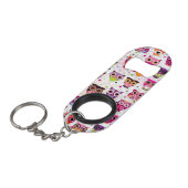 Buntes Eulen-Muster für Kinder 2 Schlüsselbund Flaschenöffner (Vorderseite Schrägansicht)