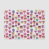 Buntes Eulen-Muster für Kinder 2 Seidenpapier (Vorderseite)