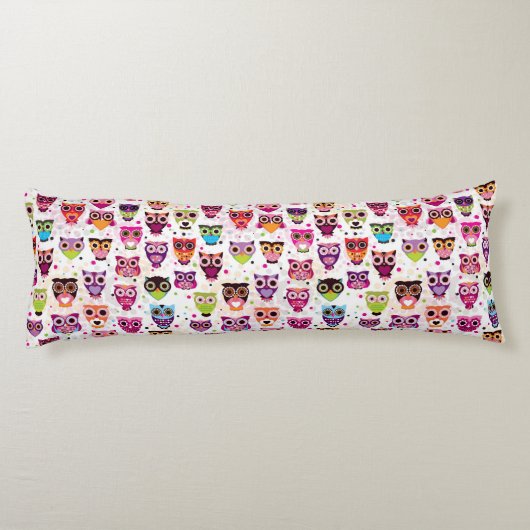 Buntes Eulen-Muster für Kinder 2 Seitenschläferkissen (Rückseite)