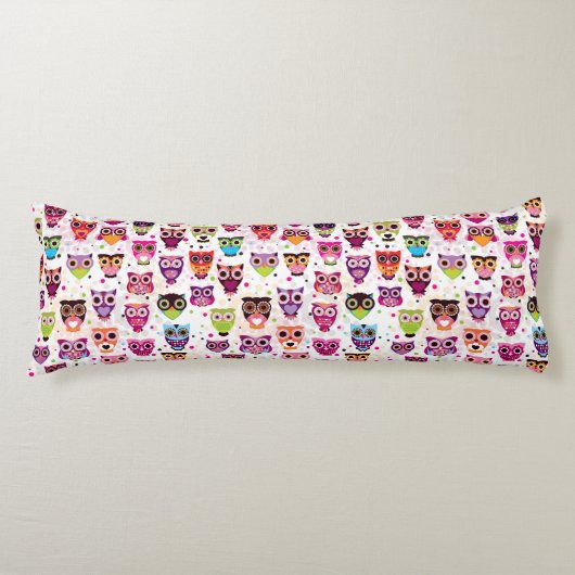 Buntes Eulen-Muster für Kinder 2 Seitenschläferkissen (Vorderseite)