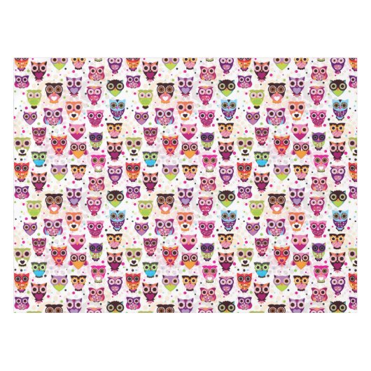 Buntes Eulen-Muster für Kinder 2 Tischdecke (Vorderseite (Horizontal))