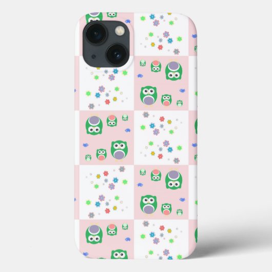 Buntes Eulen-Muster für Kinder Case-Mate iPhone Hülle (Rückseite)